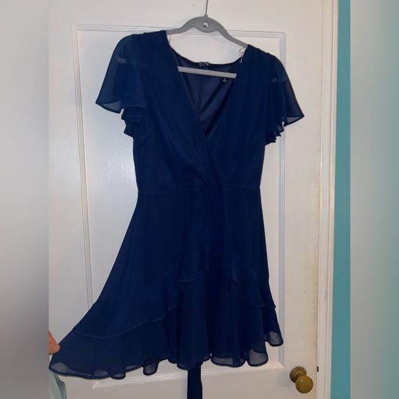 Lulus navy ruffle dress - Picture 2 of 5